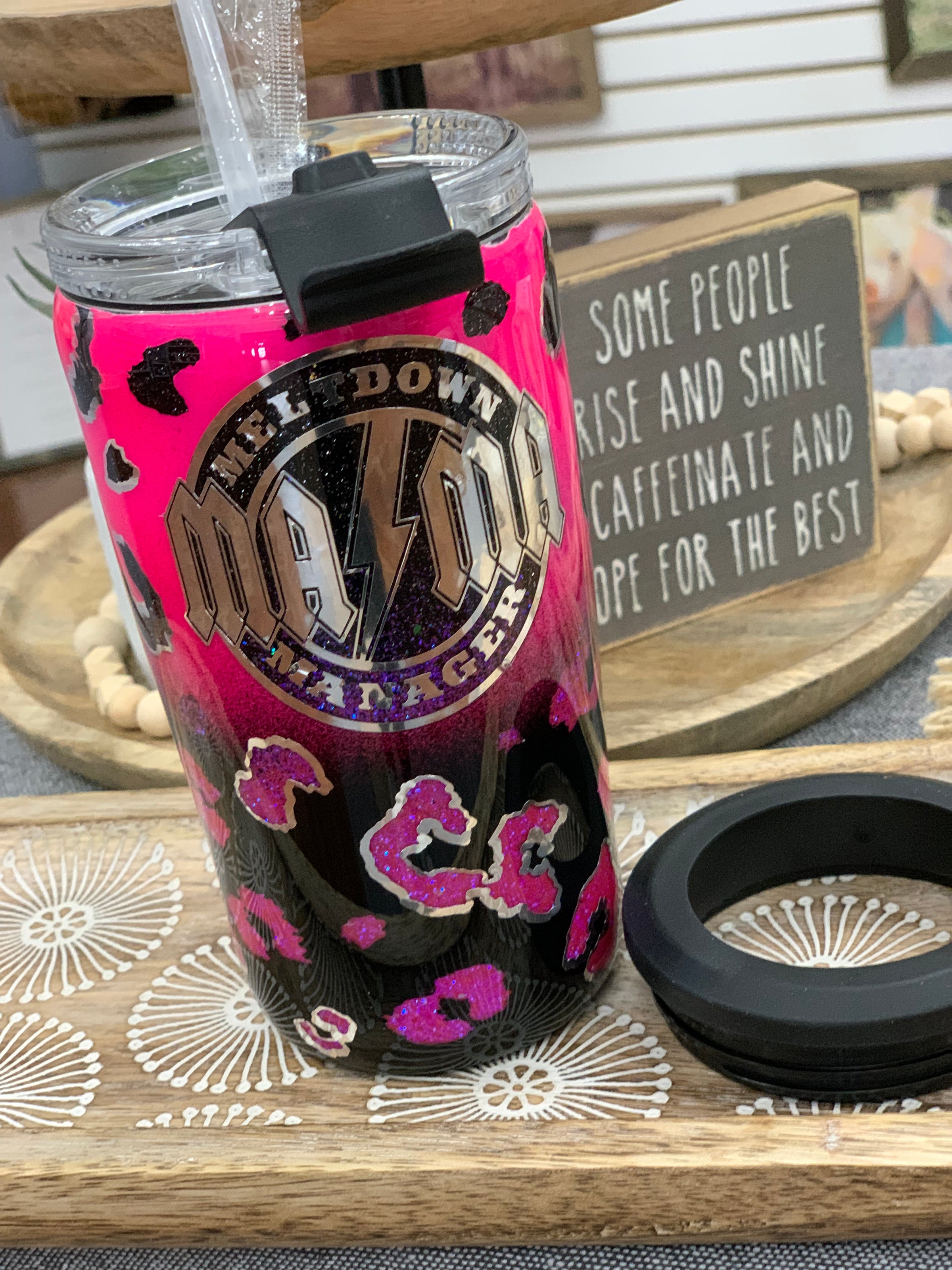 Pink Moth Can Koozie Tumbler